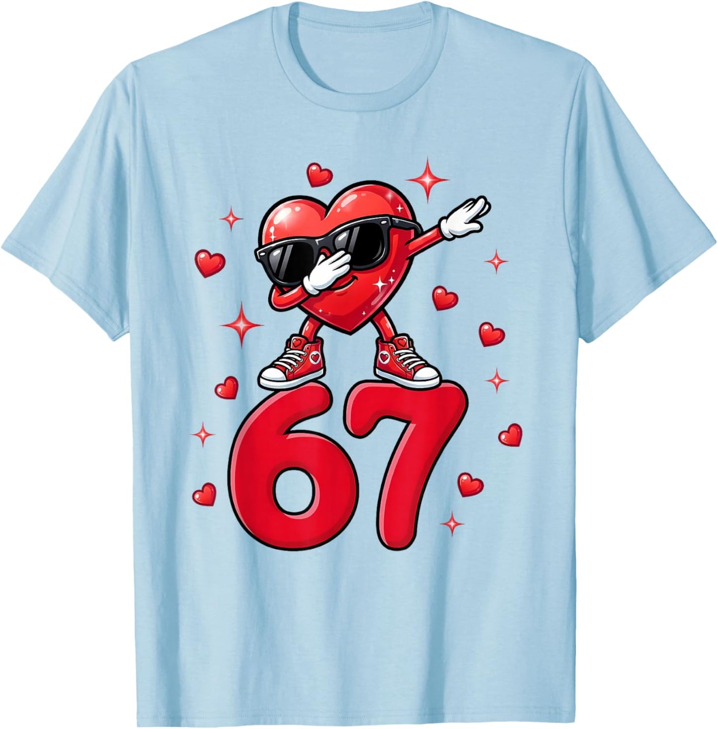 Valentine Day Six Seven Meme Dabbing 67 Bruh Gen Z Boy T-Shirt - T-Shirt | Light Blue