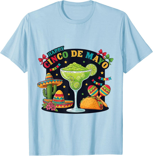 Happy Cinco de Mayo Fiesta Mexican Party 5 De Mayo Funny T-Shirt - T-Shirt | Light Blue