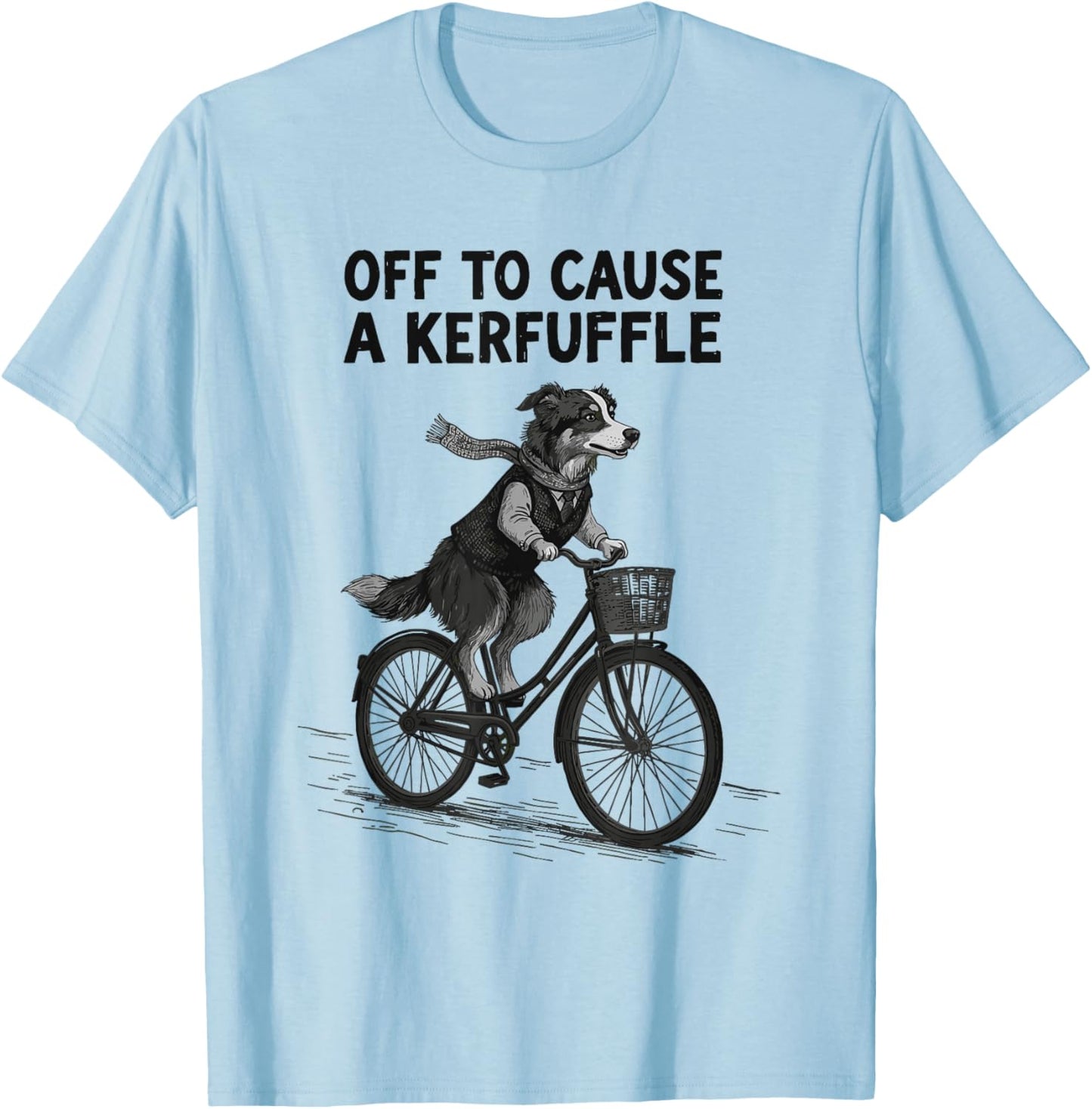 Off to Cause A Kerfuffle Australian Shepherd Vintage Retro T-Shirt - T-Shirt | Light Blue