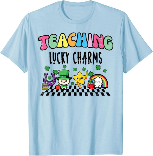 St Patricks Day Teaching Lucky Charms Saint Paddys Teacher T-Shirt - T-Shirt | Light Blue