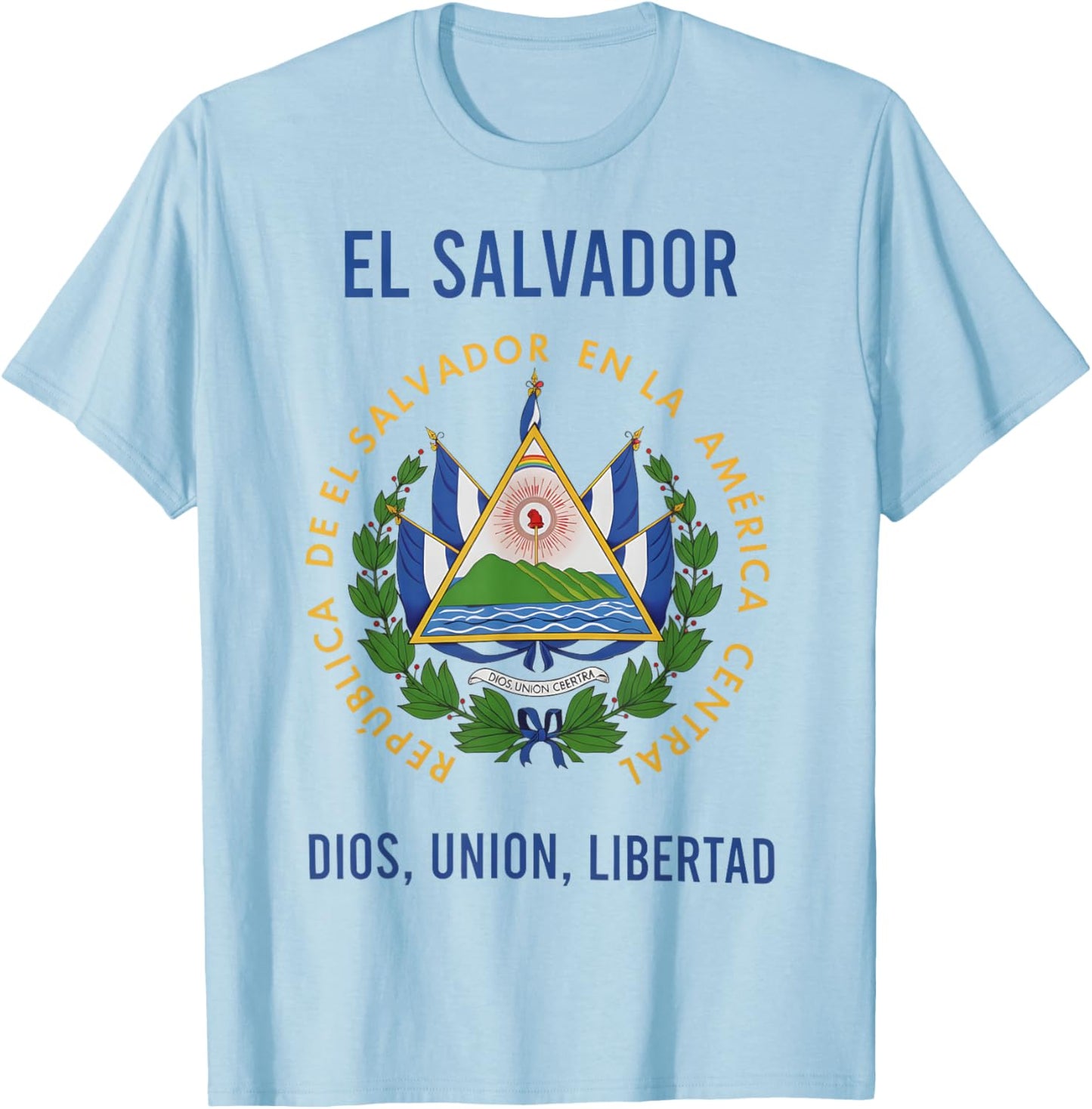 El Salvador Coat of Arms Motto T-Shirt - T-Shirt | Light Blue