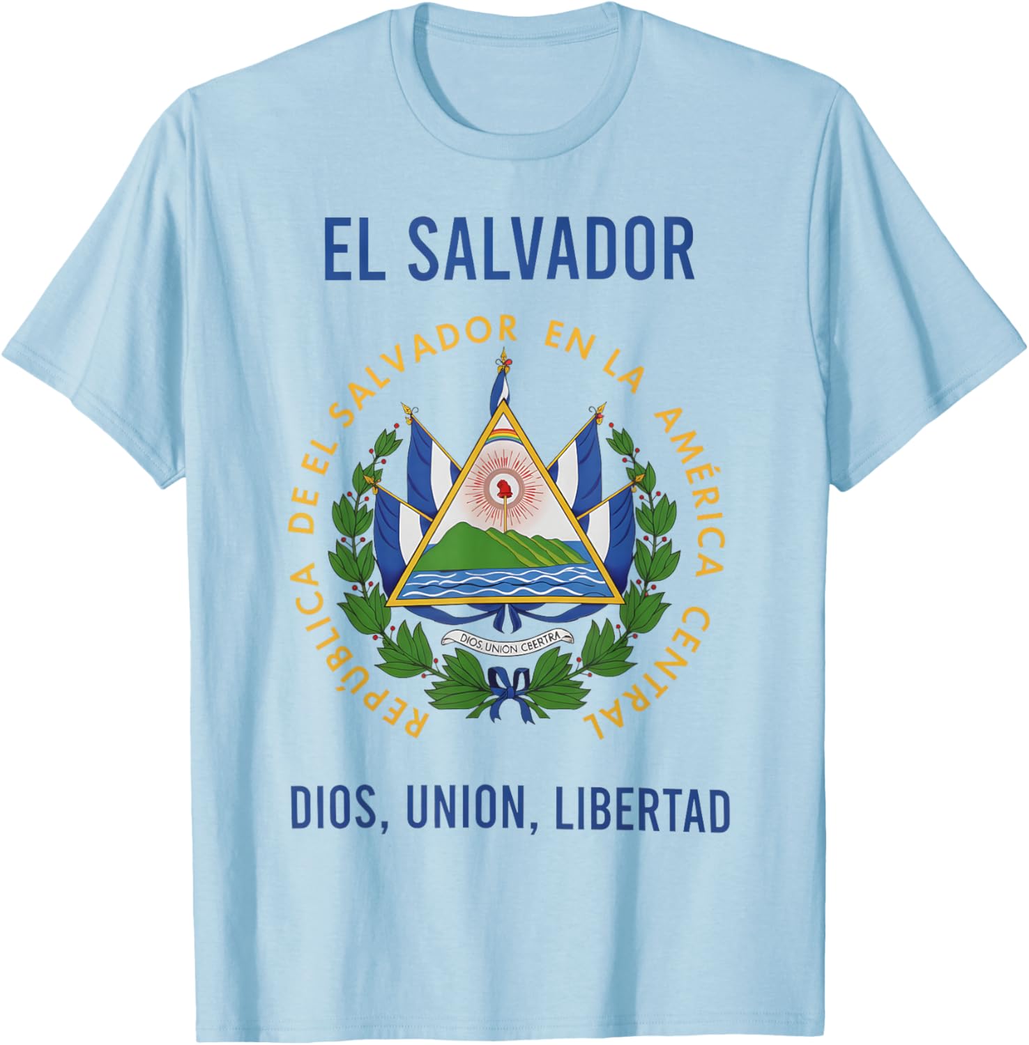 El Salvador Coat of Arms Motto T-Shirt - T-Shirt | Light Blue