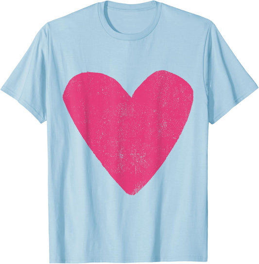 Love Heart Hot Pink Rose Color Red T-Shirt - T-Shirt | Light Blue