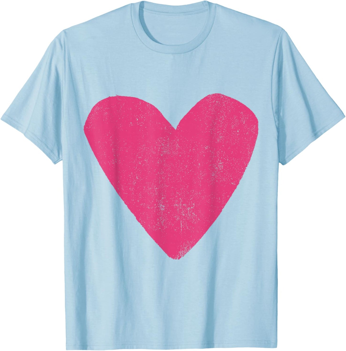 Love Heart Hot Pink Rose Colour T-Shirt - T-Shirt | Light Blue