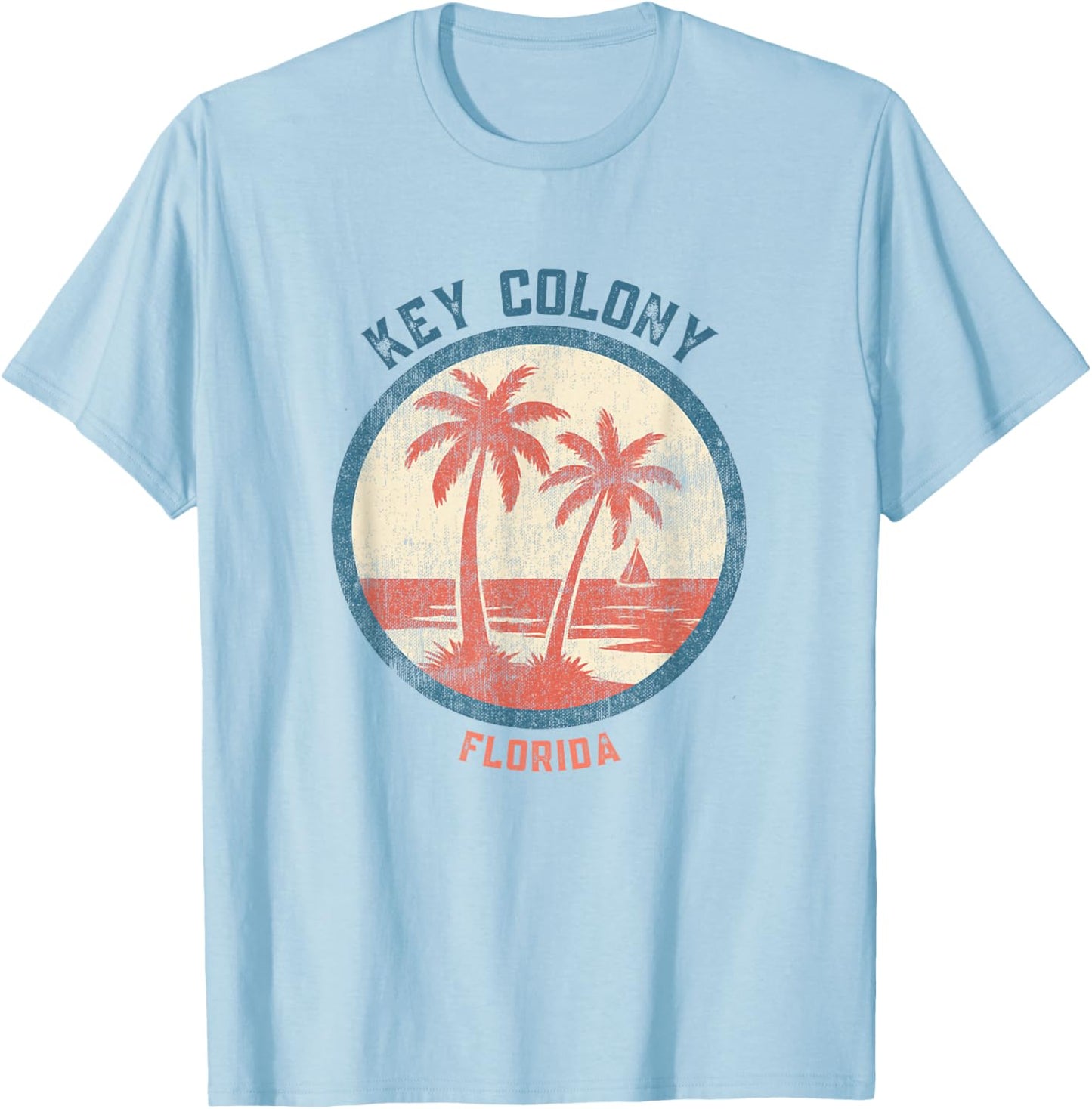 Key Colony Florida Retro Vintage Souvenir Gift T-Shirt - T-Shirt | Light Blue