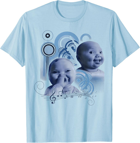Funny Holding Back A Laugh AI Baby Laughing Meme T-Shirt - T-Shirt | Light Blue