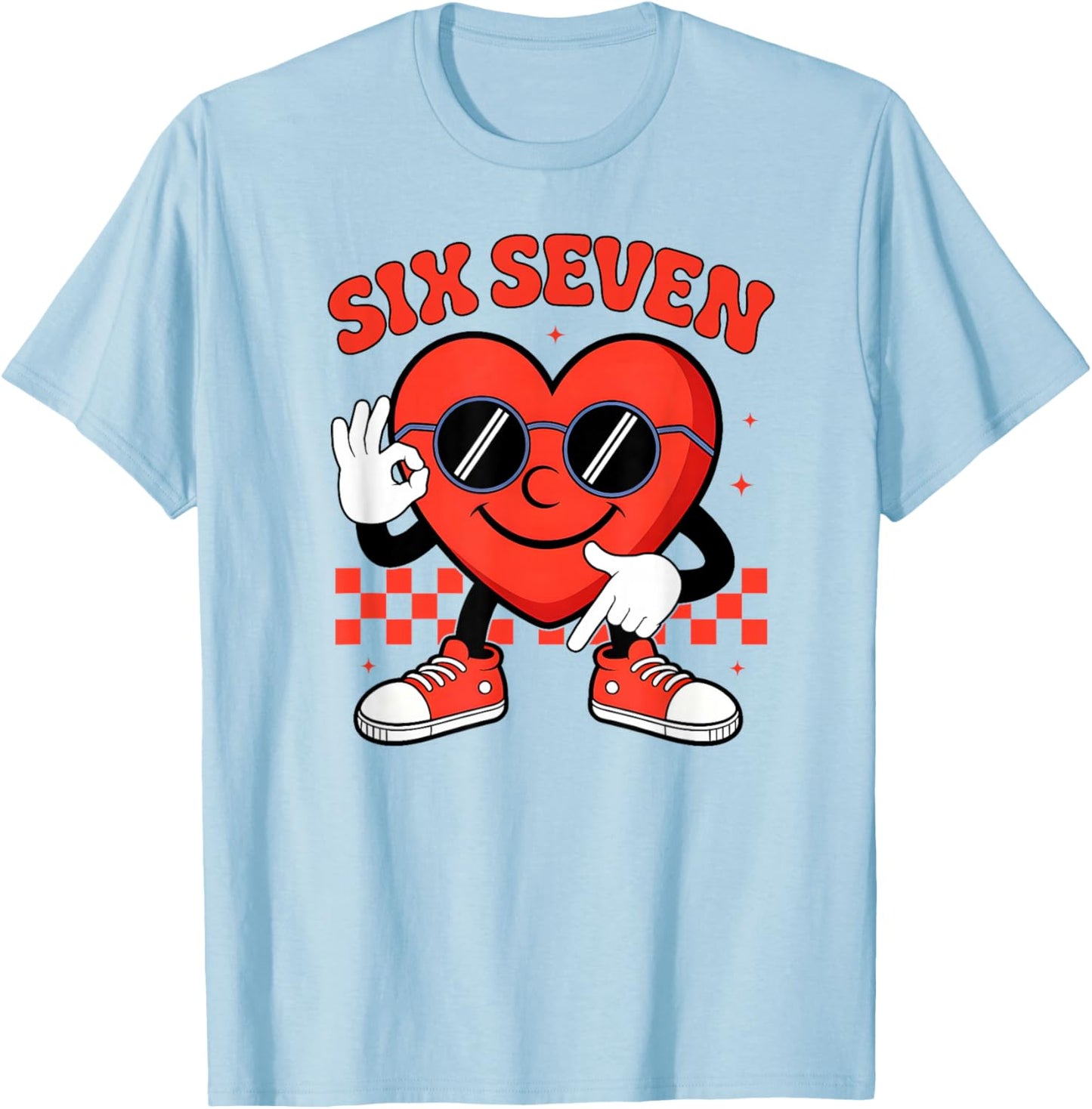 Six Seven 6 7 Valentines Day Heart Men Boys Kids 67 Meme T-Shirt - T-Shirt | Light Blue