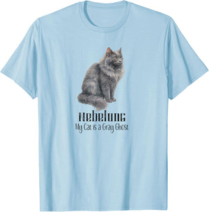 Nebelung Cat Gray Ghost for Pet Fans T-Shirt - T-Shirt | Light Blue