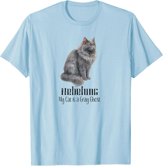 Nebelung Cat Gray Ghost for Pet Fans T-Shirt - T-Shirt | Light Blue