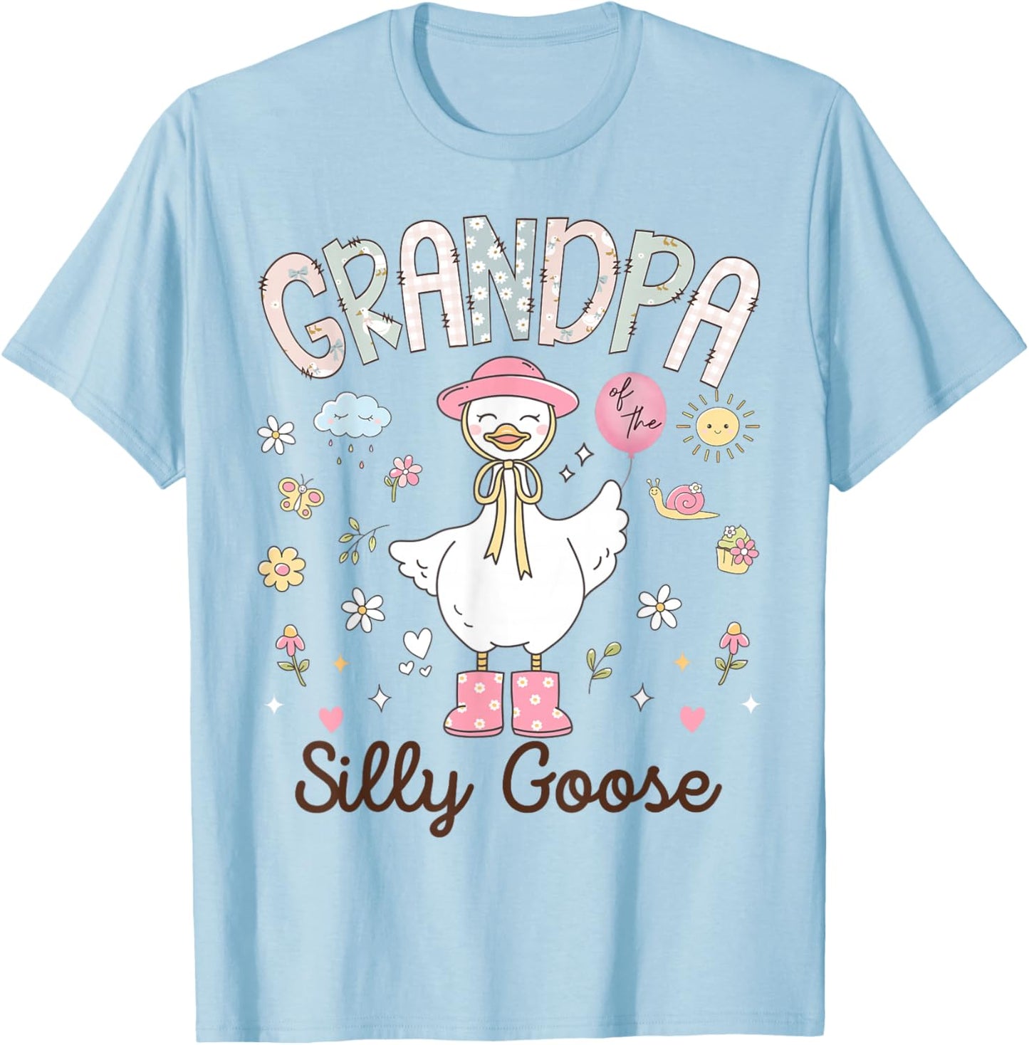 Grandpa of The Silly Goose Funny Birthday Girl Party T-Shirt - T-Shirt | Light Blue
