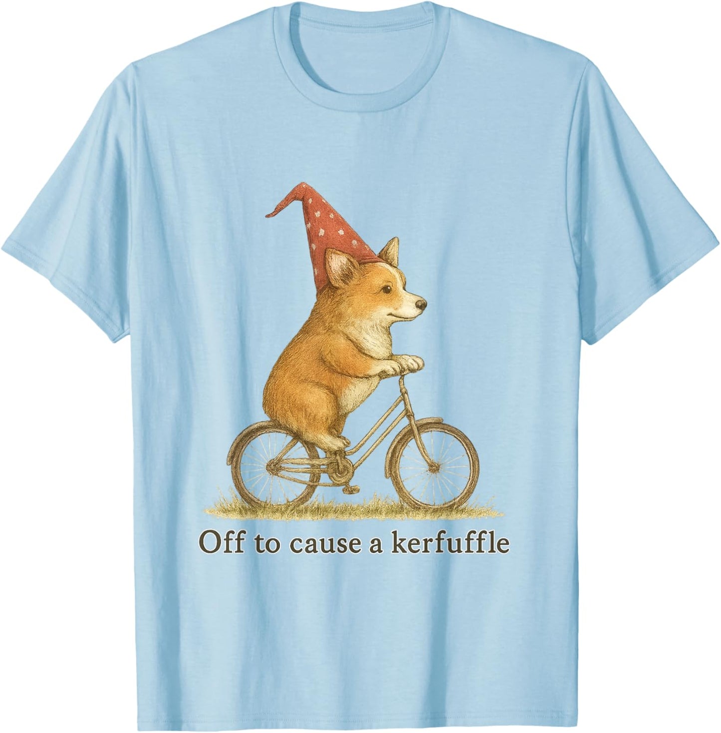 Off to Cause a Kerfuffle Funny Corgi Chaos T-Shirt - T-Shirt | Light Blue