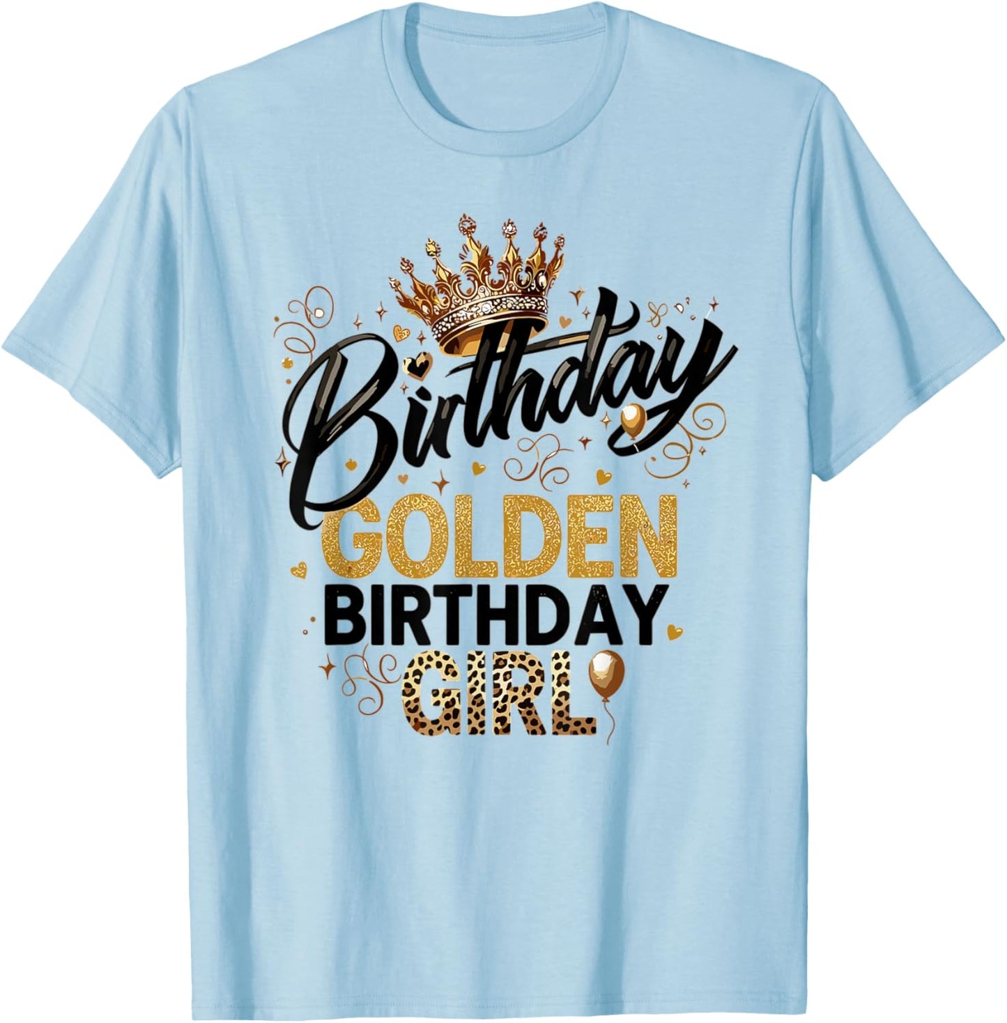 Golden Birthday Girl Era Women Kids Groovy T-Shirt - T-Shirt | Light Blue