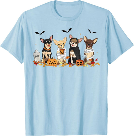 Halloween Chihuahua Ghost Spooky Chihuahua Lovers Dog Mama T-Shirt - T-Shirt | Light Blue