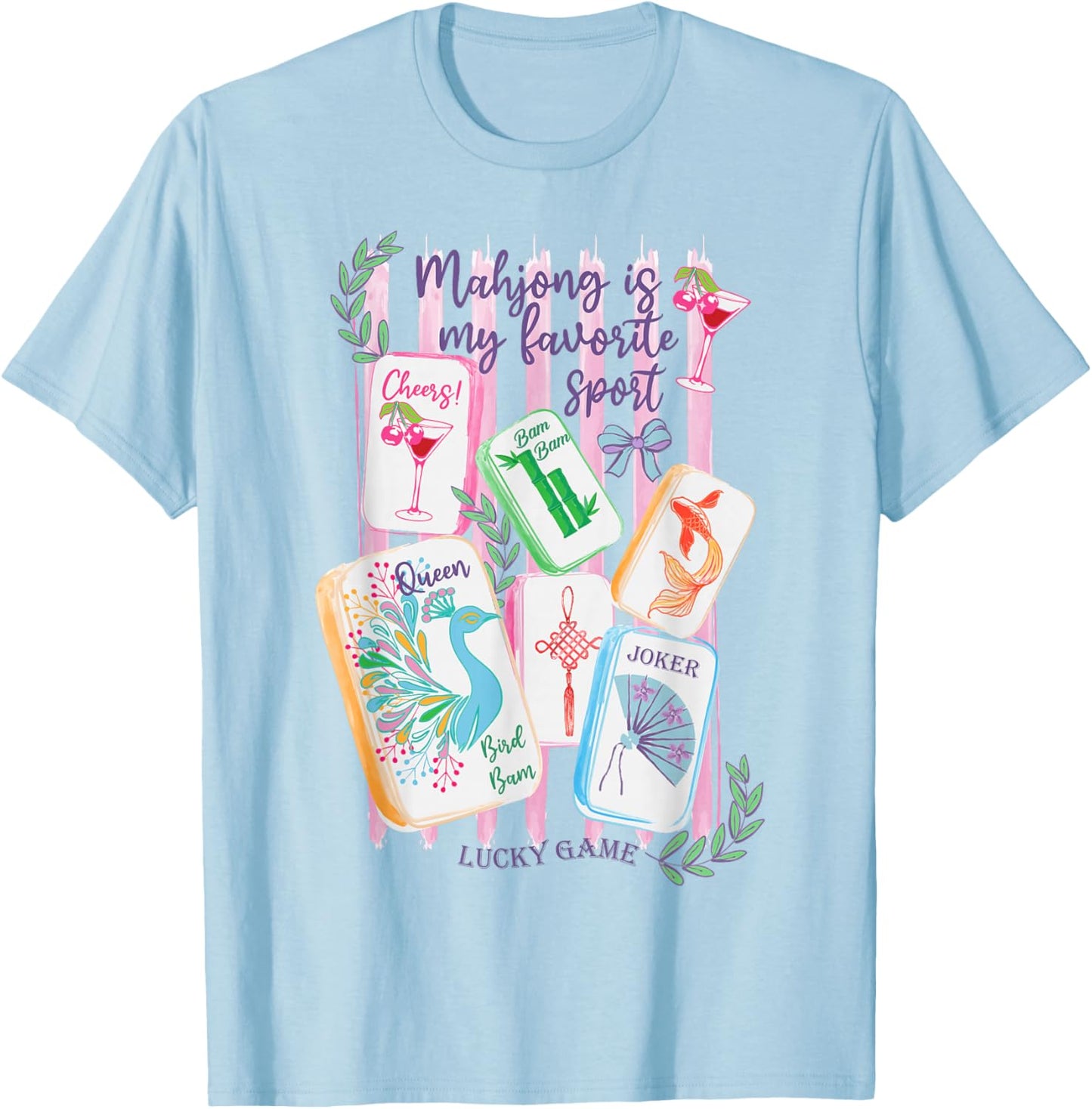 Mahjong Favorite Sport Mahjong Love Playing Chinese Game T-Shirt - T-Shirt | Light Blue