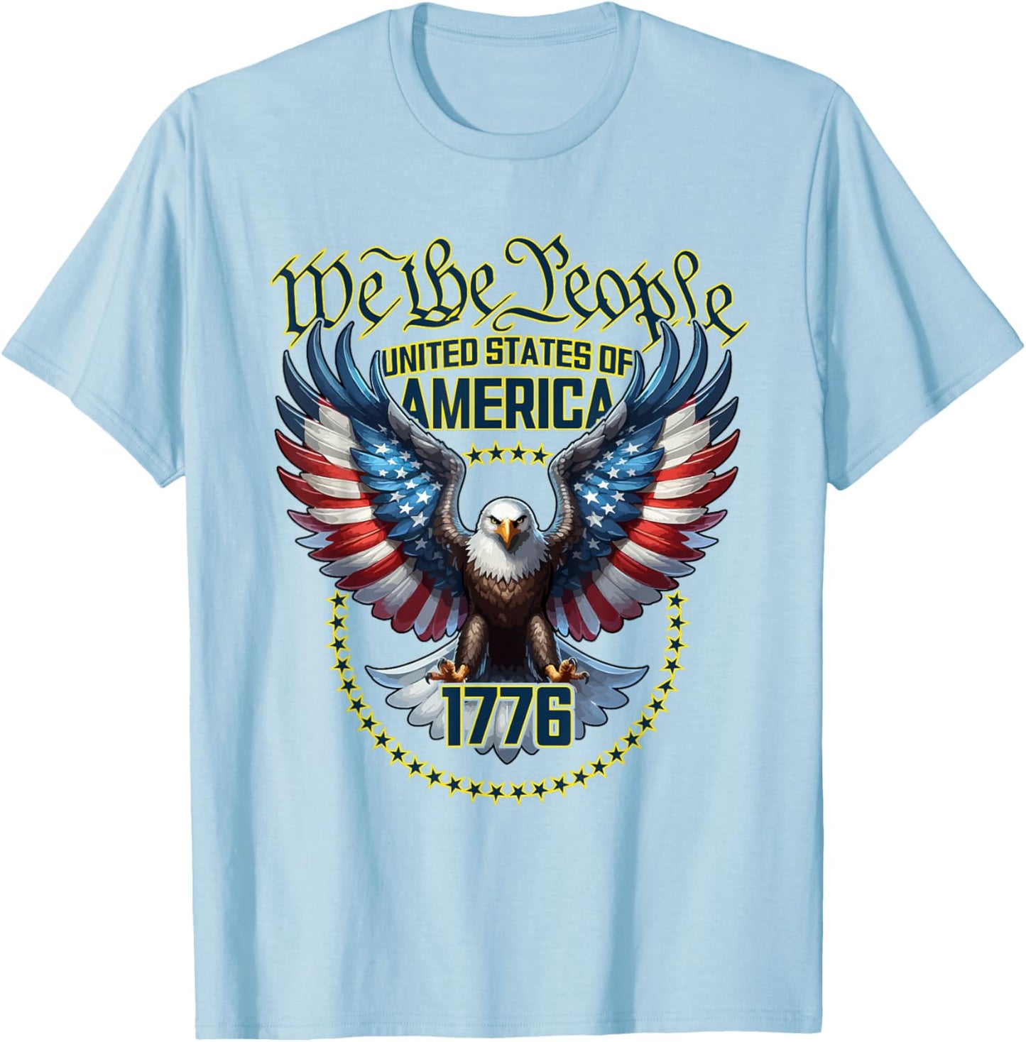 USA Patriotic American Flag Theme Eagle Design T-Shirt - T-Shirt | Light Blue