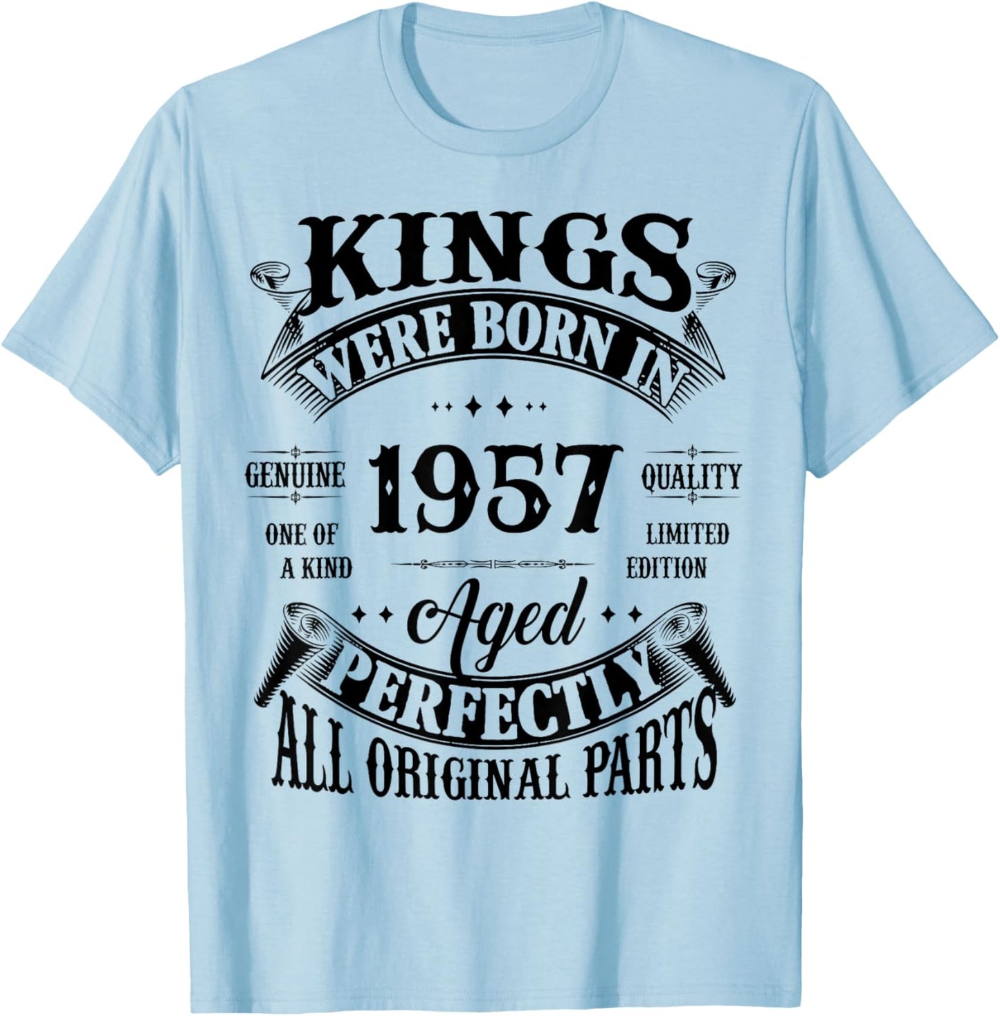 69th Birthday Gift Vintage Kings Born in 1957 69 Years Old T-Shirt - T-Shirt | Light Blue
