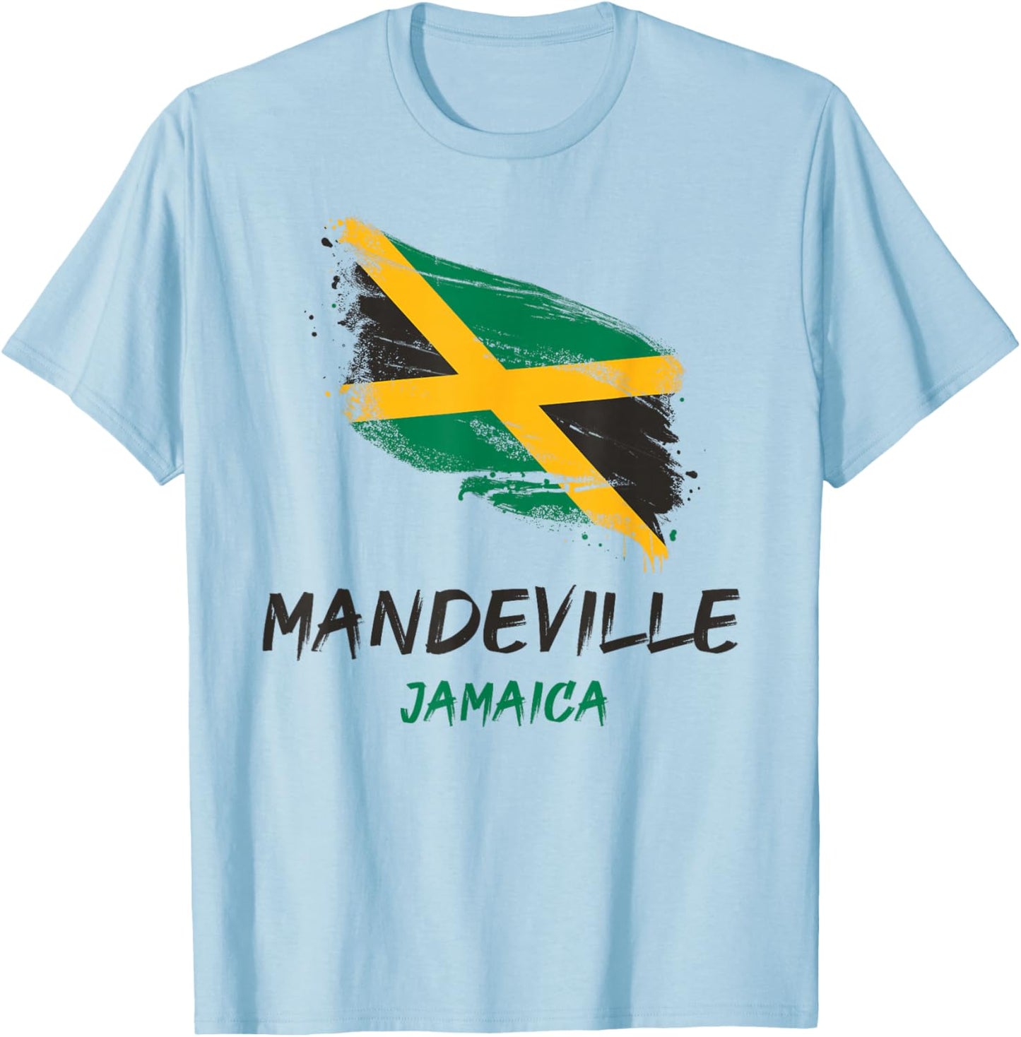 Mandeville Jamaica JM Jamaican Heritage Flag T-Shirt - T-Shirt | Light Blue