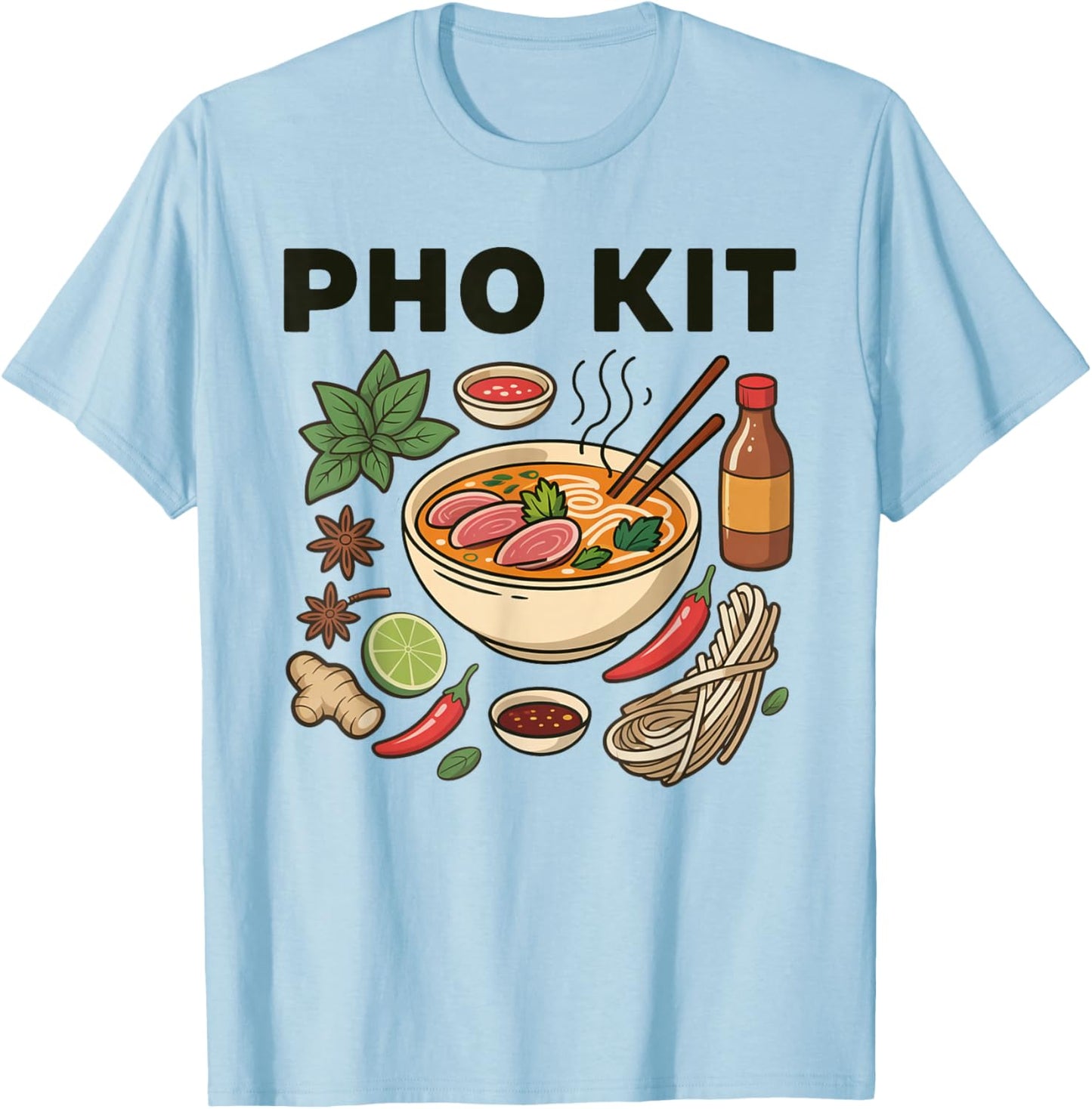 Apparel Pho Kit - Asian Vietnamese Noodle Soup Recipe T-Shirt - T-Shirt | Light Blue
