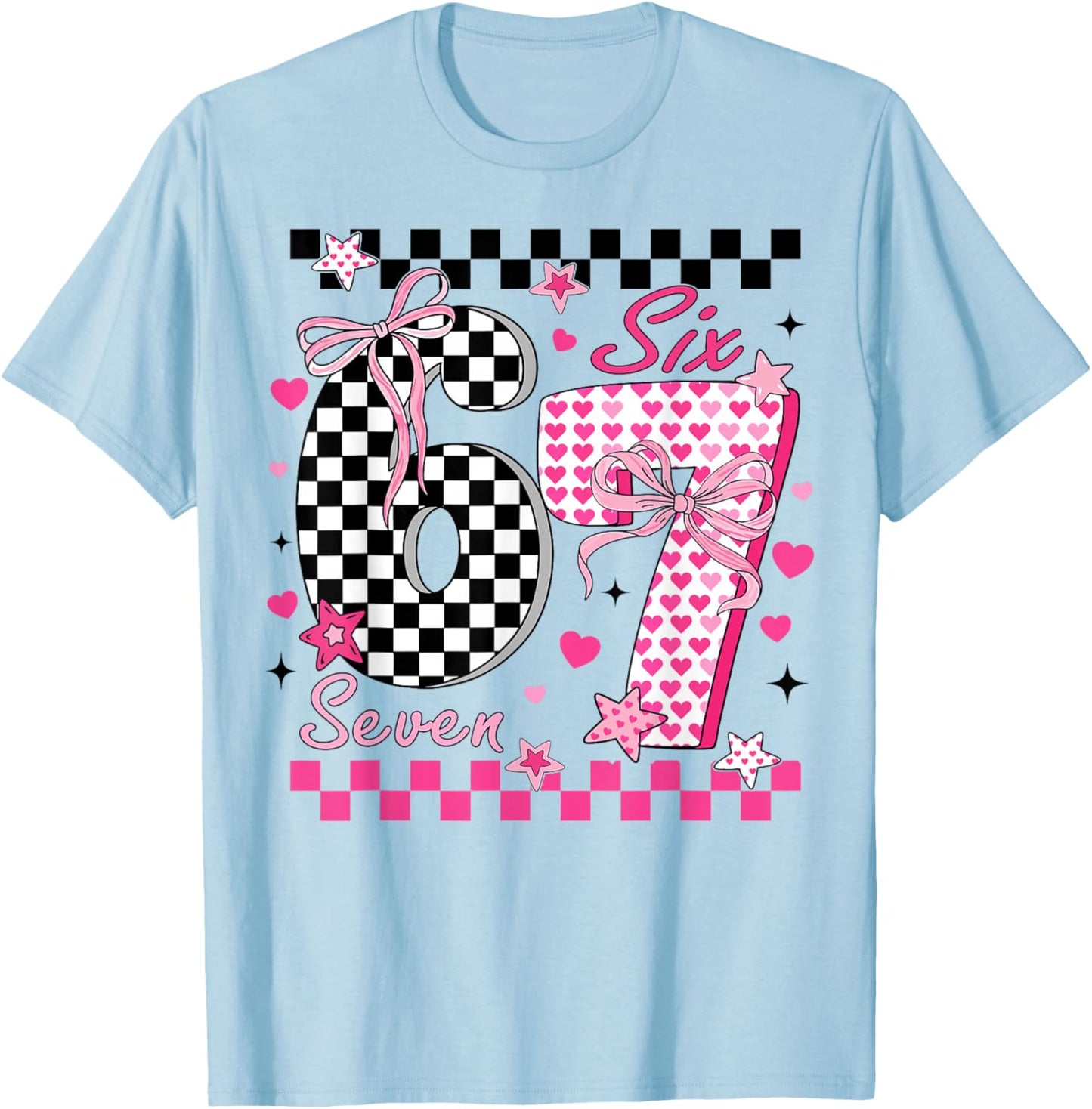 Funny Six Seven Coquette 6 7 Meme Men Women Valentine's Day T-Shirt - T-Shirt | Light Blue