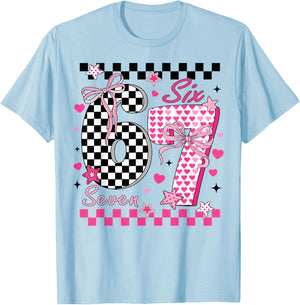 Funny Six Seven Coquette 6 7 Meme Men Women Valentine's Day T-Shirt - T-Shirt | Light Blue