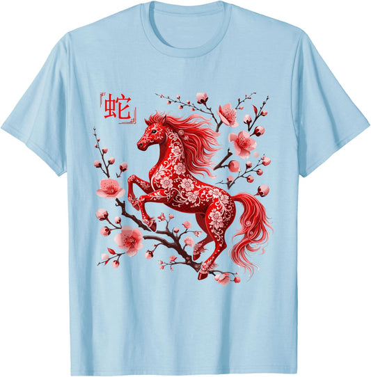 2026 Year of The Horse Red Chinese New Year Lunar Women Men T-Shirt - T-Shirt | Light Blue