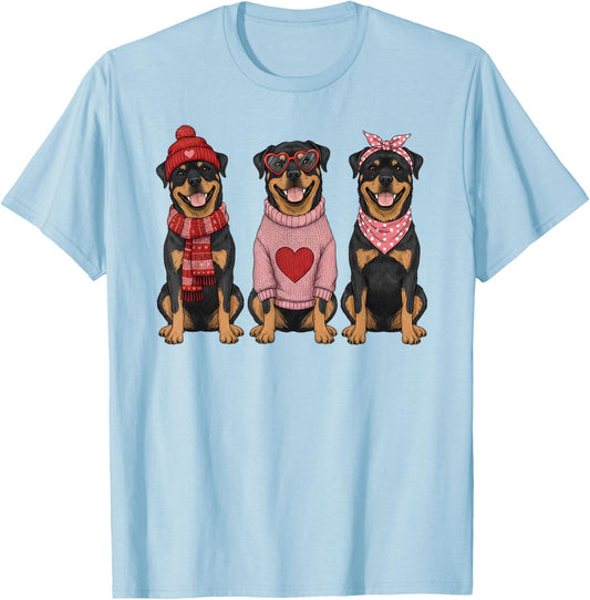 Cute Rottweiler Valentine Rottie Dog T-Shirt - T-Shirt | Light Blue