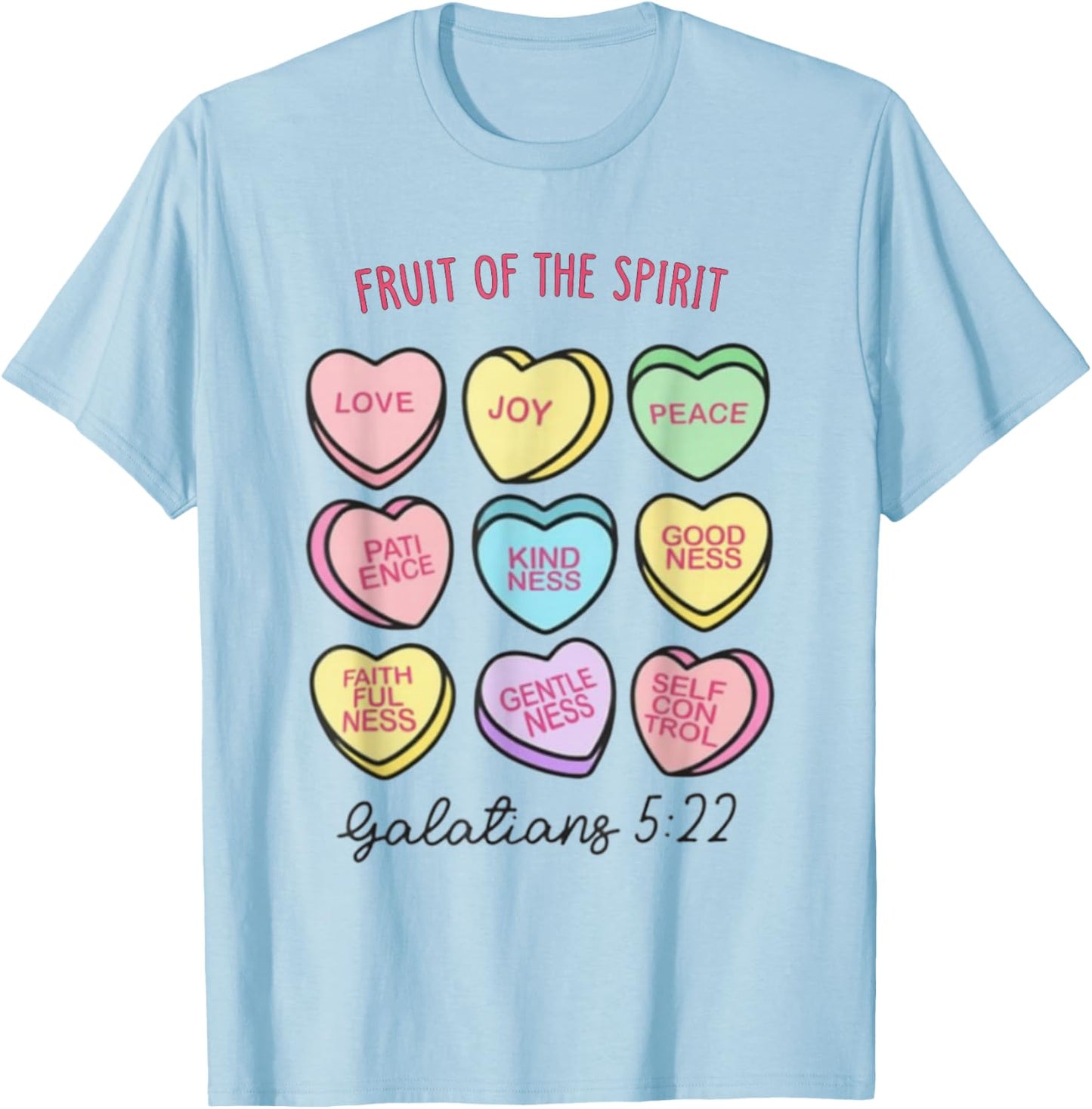 Fruit of The Spirit Christian Hearts Valentines Day Women T-Shirt - T-Shirt | Light Blue