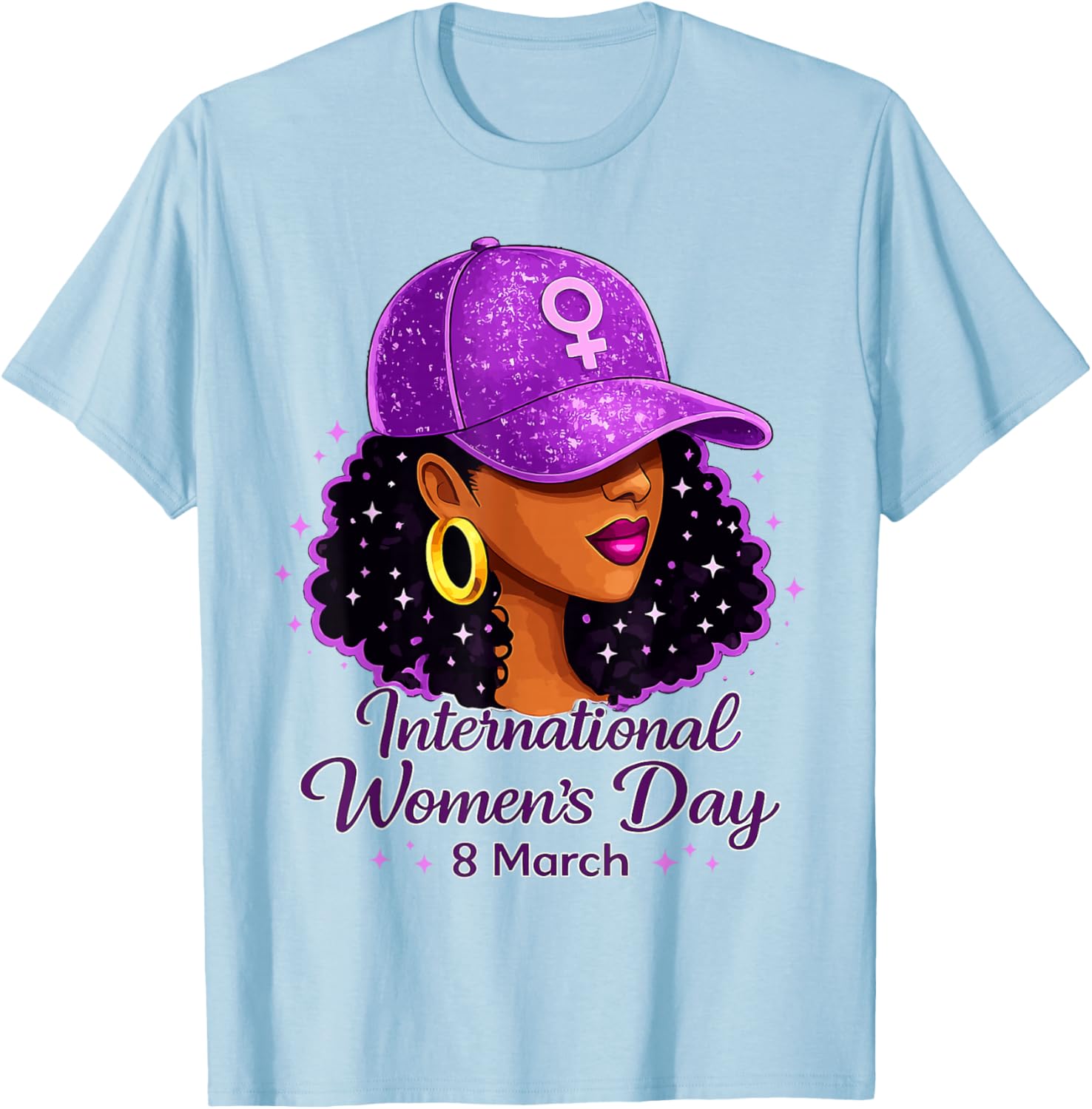 International Women's Day 2026 8 March Black Women T-Shirt - T-Shirt | Light Blue