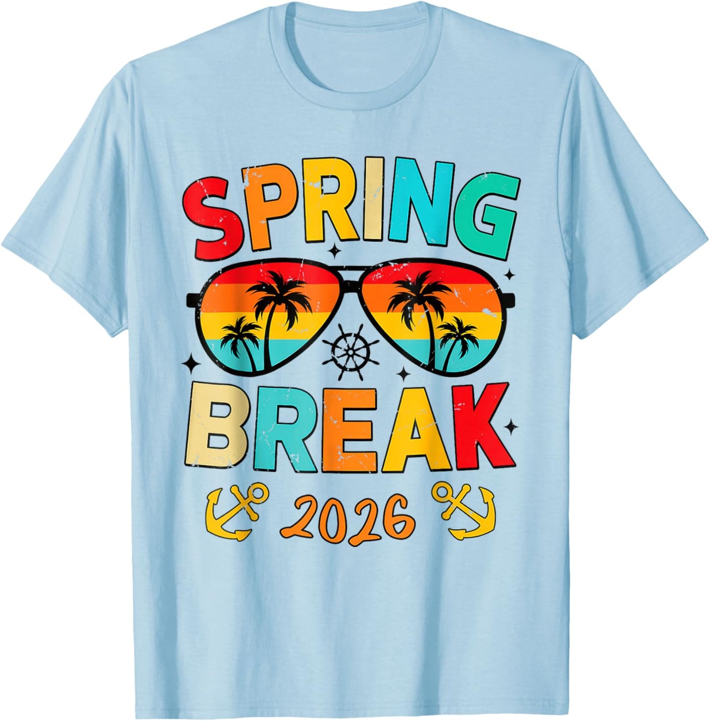 Aesthetic Spring Break 2026 Family Vacation Squad Graphic T-Shirt - T-Shirt | Light Blue