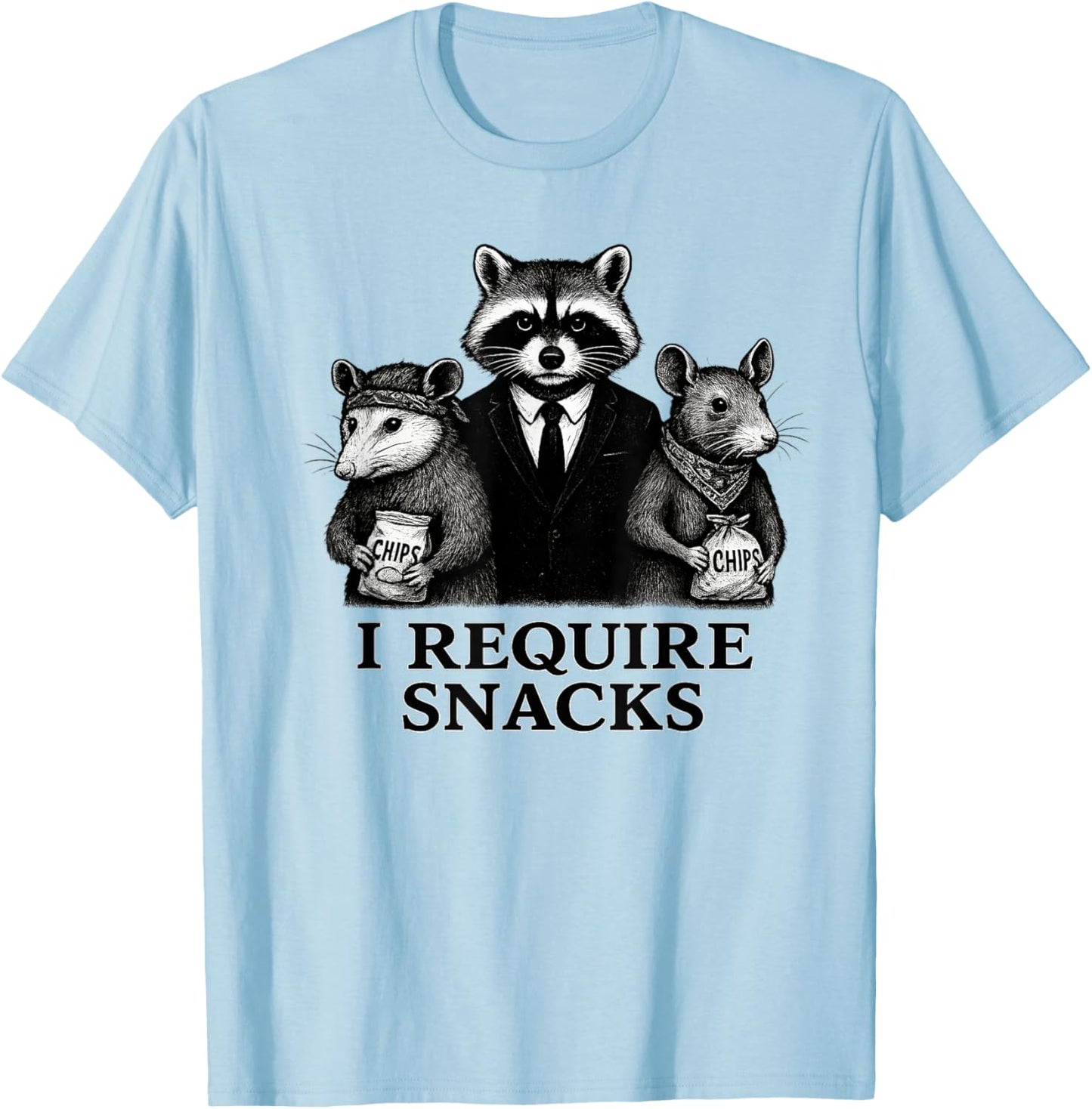 Raccoon Opossum Rat Snacks Night Squad T-Shirt - T-Shirt | Light Blue