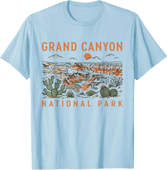 Grand Canyon National Park Arizona Vintage Nature Graphic T-Shirt - T-Shirt | Light Blue