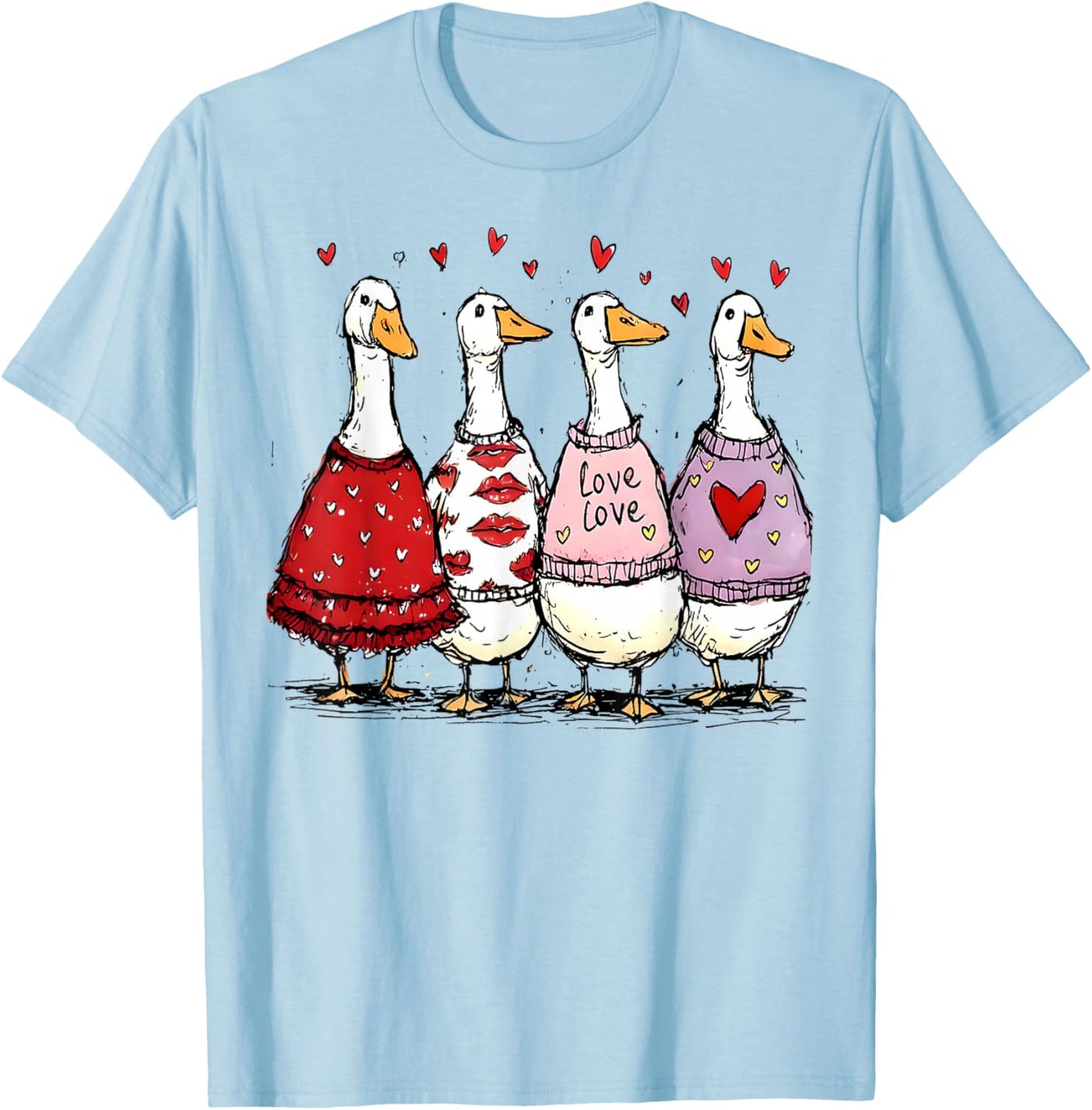 Funny Silly Goose Valentine Trendy Valentine's Day Men Women T-Shirt - T-Shirt | Light Blue