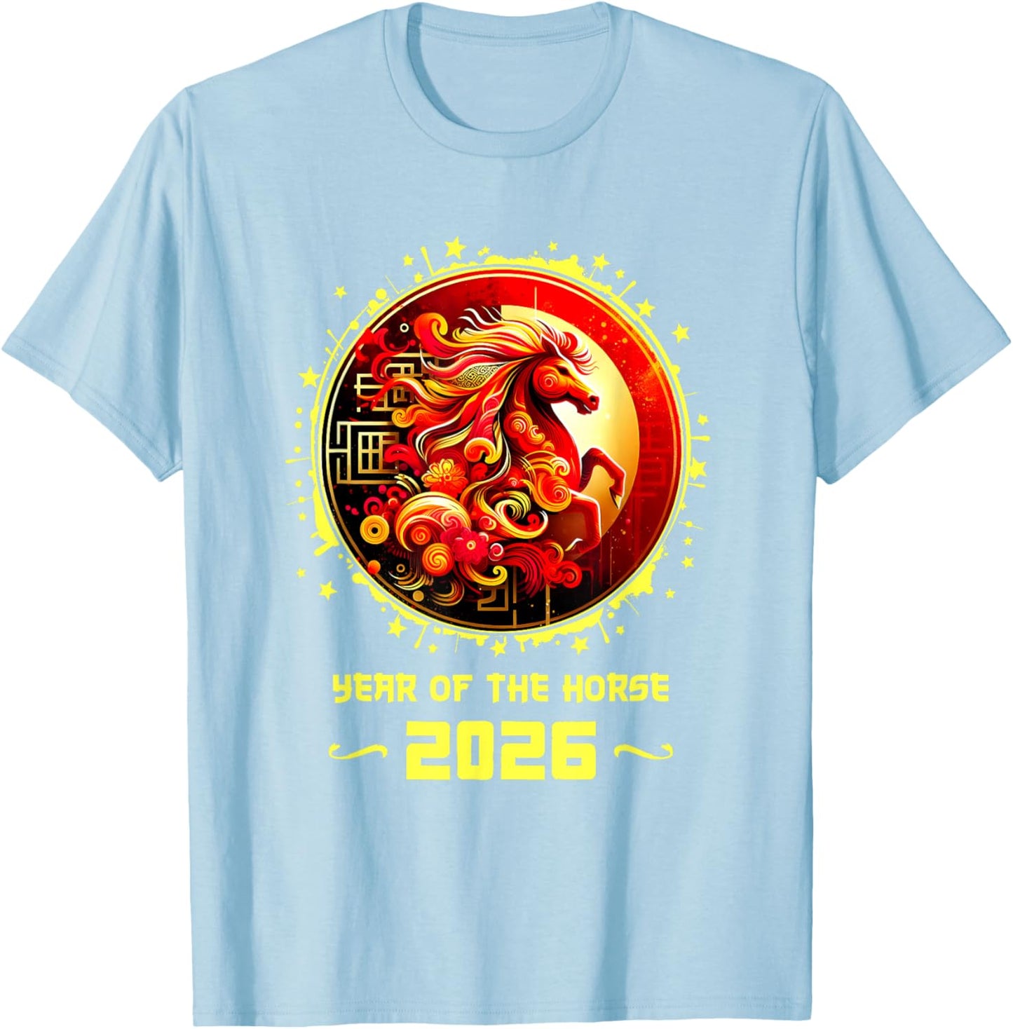 Year of Horse 2026 Chinese Zodiac Lunar New Year T-Shirt - T-Shirt | Light Blue
