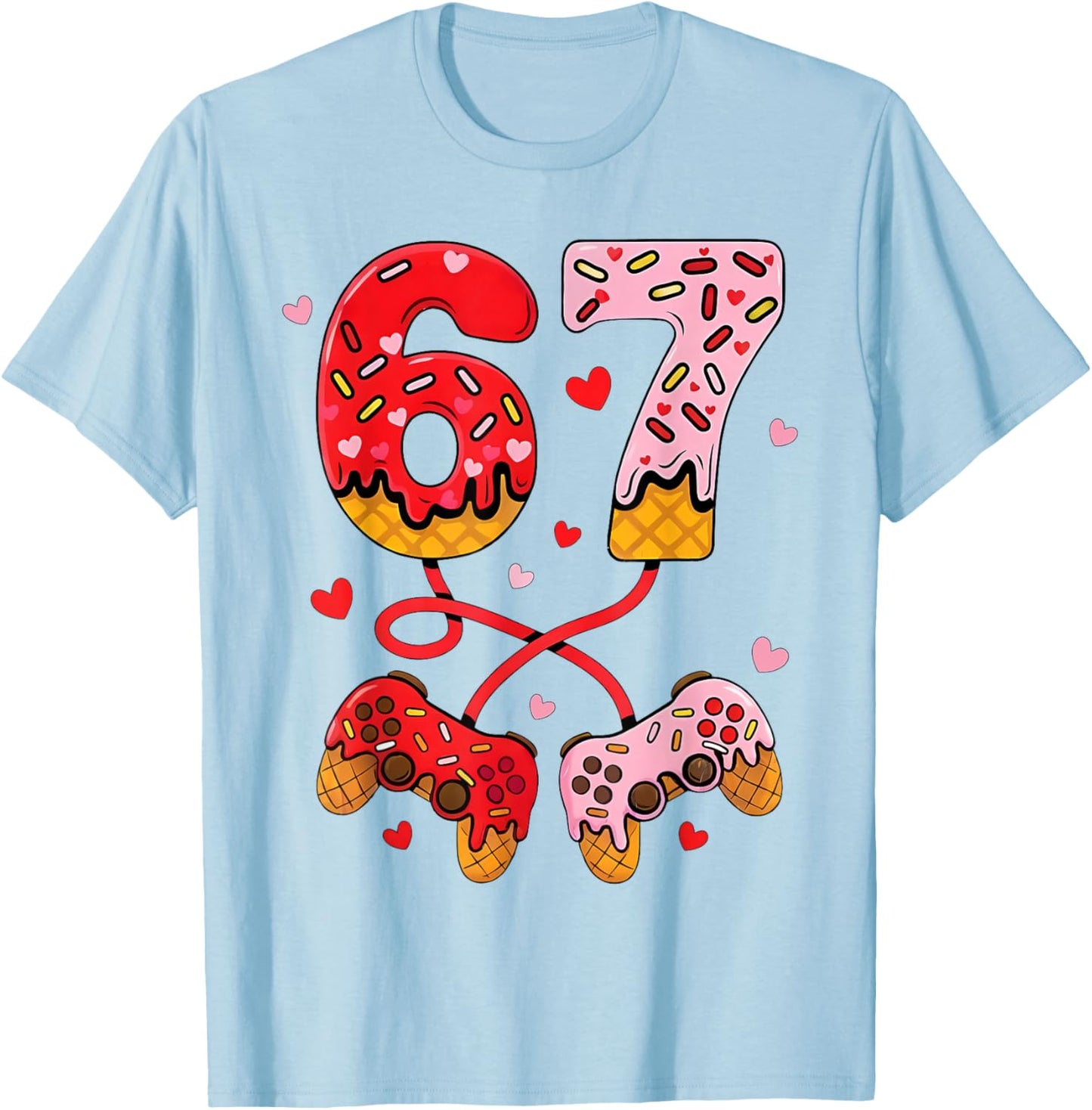 Six Seven 67 Valentine's Day 67 Gaming Gamer Men Boy Kids 67 T-Shirt - T-Shirt | Light Blue