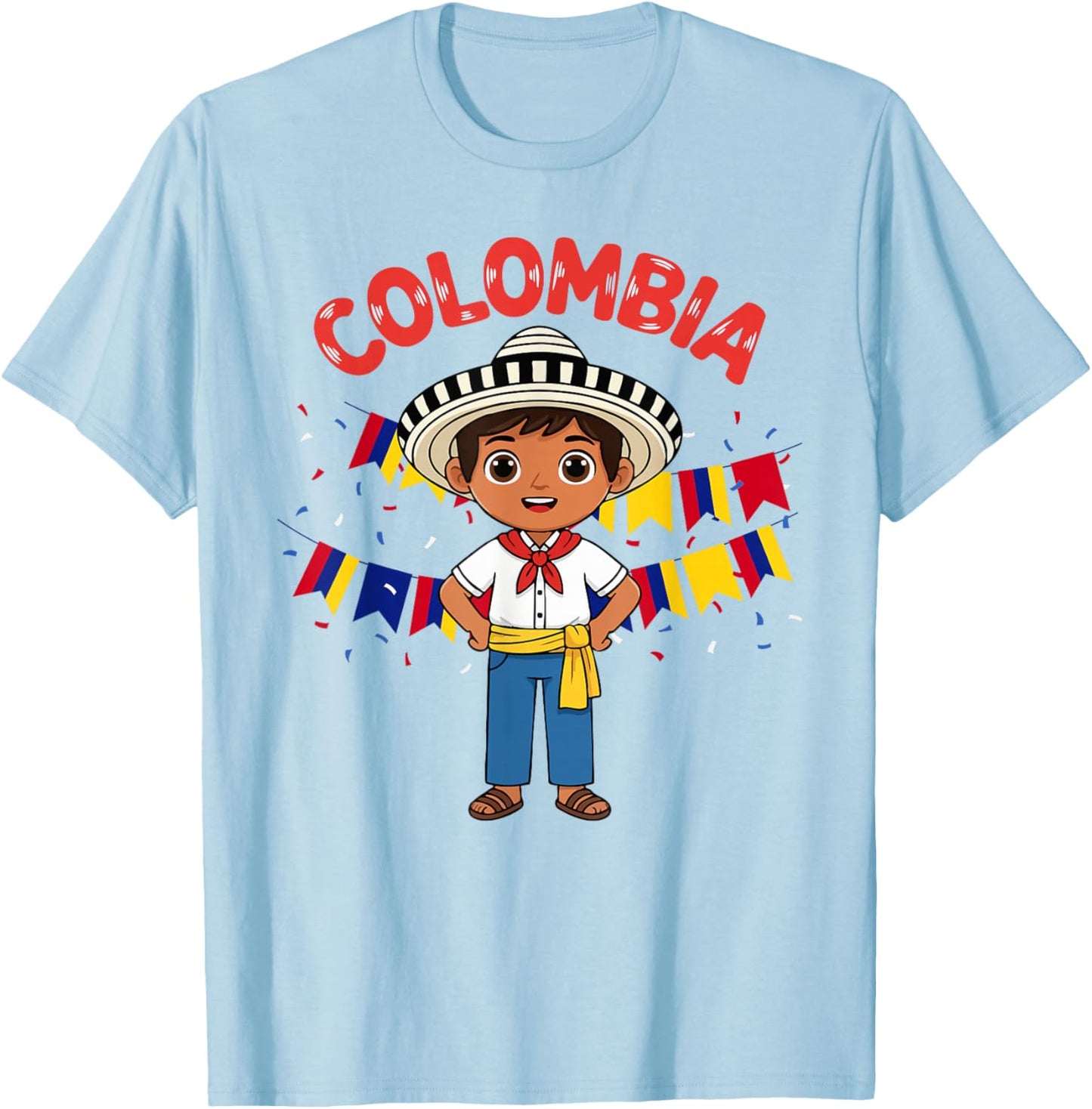 Colombia Colombian Boy Traditional Outfit Wear Flag Heritage T-Shirt - T-Shirt | Light Blue