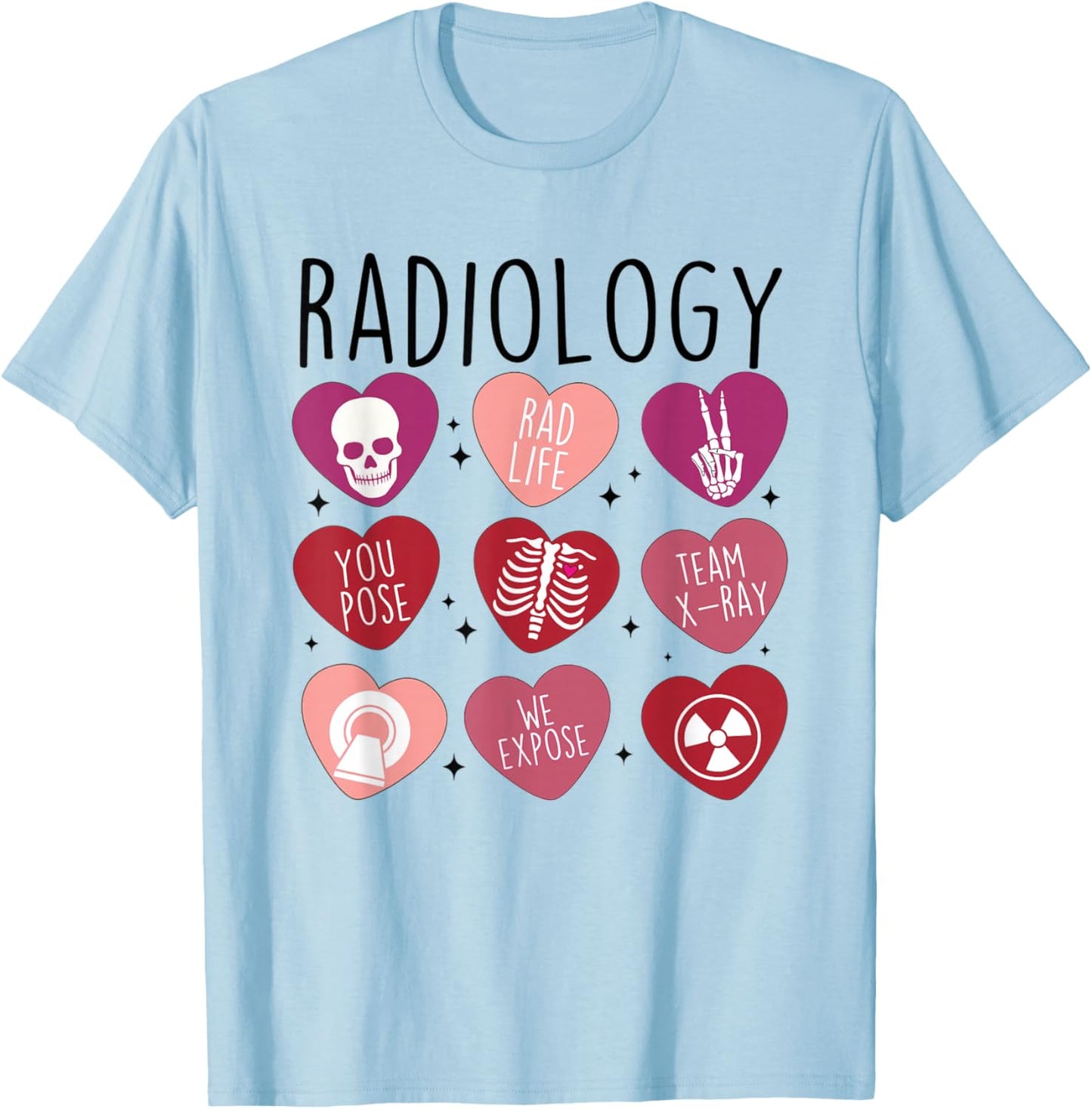 Women Retro Radiology Tech Valentine's Day X-Ray Technician T-Shirt - T-Shirt | Light Blue