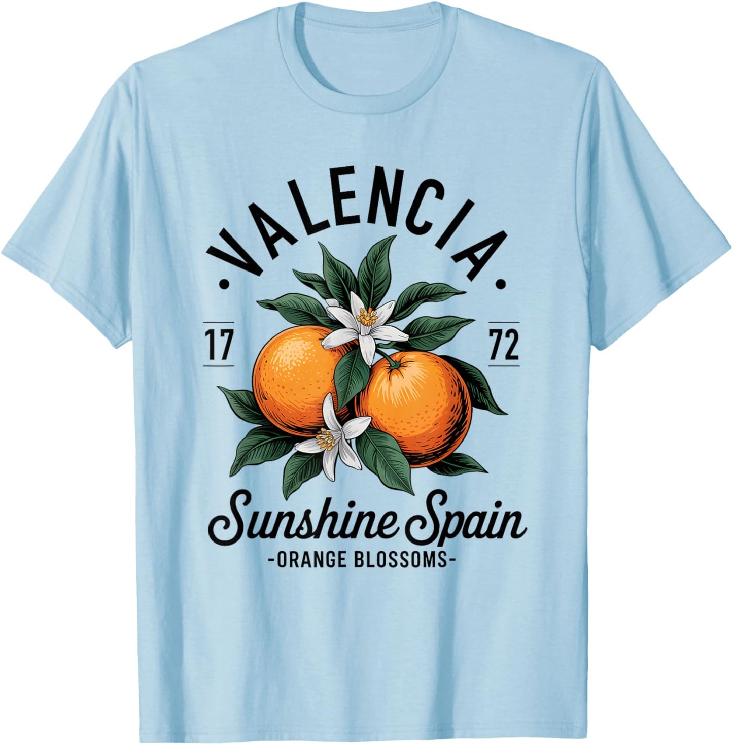 Valencia Spain Orange Blossom Vintage Design T-Shirt - T-Shirt | Light Blue