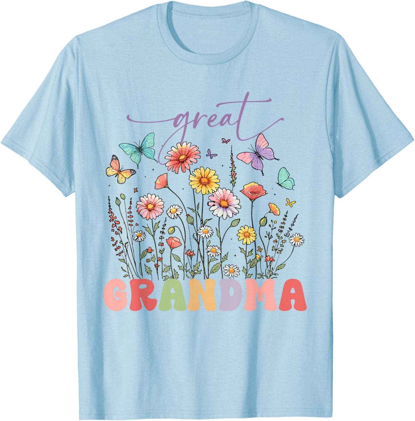 Wildflowers Great Grandma Floral Mother's Day Great Grandma T-Shirt - T-Shirt | Light Blue