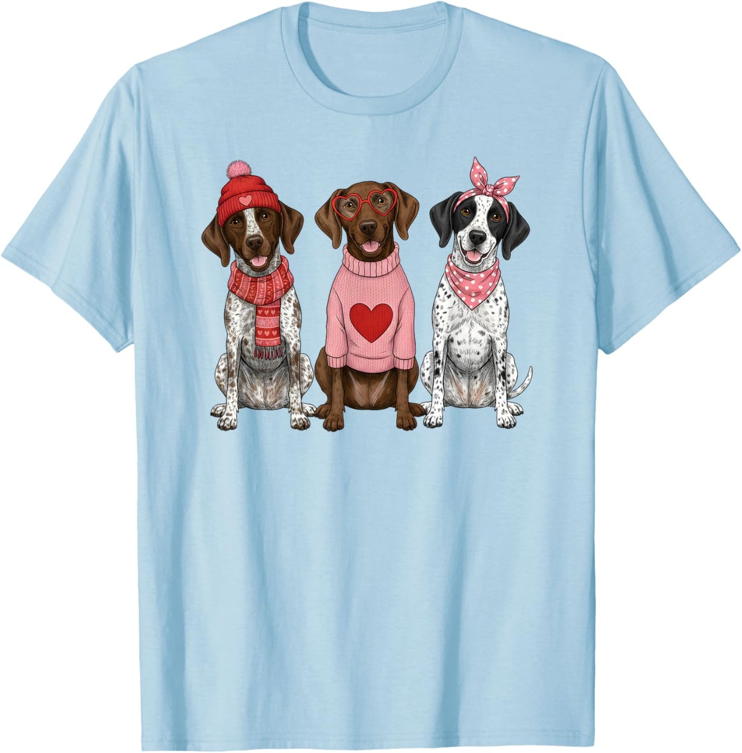 Cute German Shorthaired Pointer Valentine GSP Dog T-Shirt - T-Shirt | Light Blue