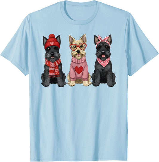 Cute Scottish Terrier Valentine Scottie Dog T-Shirt - T-Shirt | Light Blue