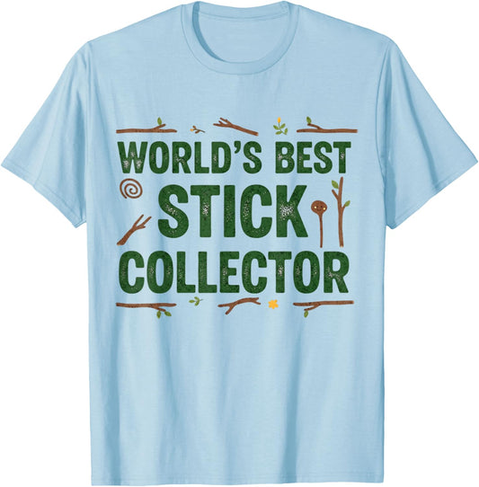 World's Best Stick Collector Funny Camping Design for Boys T-Shirt - T-Shirt | Light Blue