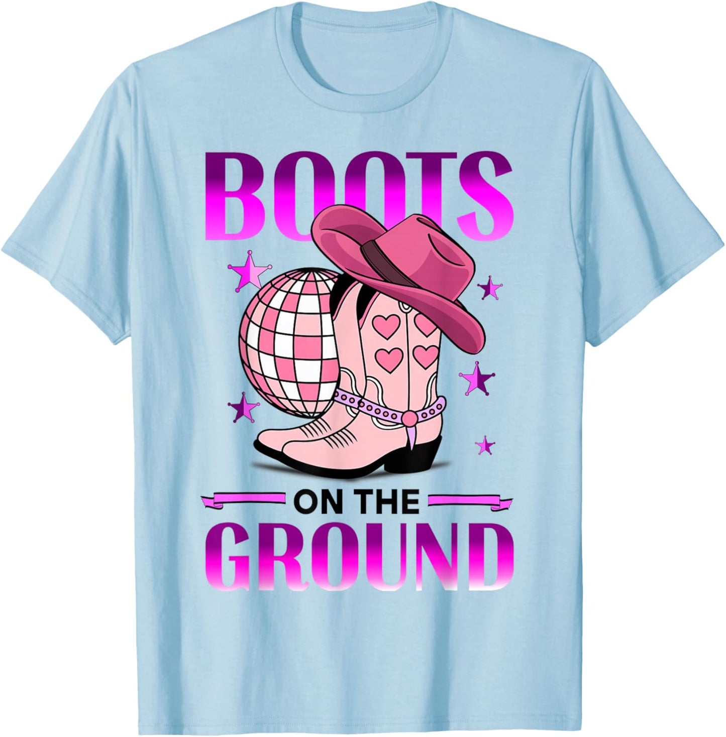 Boots On The Ground Cowboy Country Western T-Shirt - T-Shirt | Light Blue