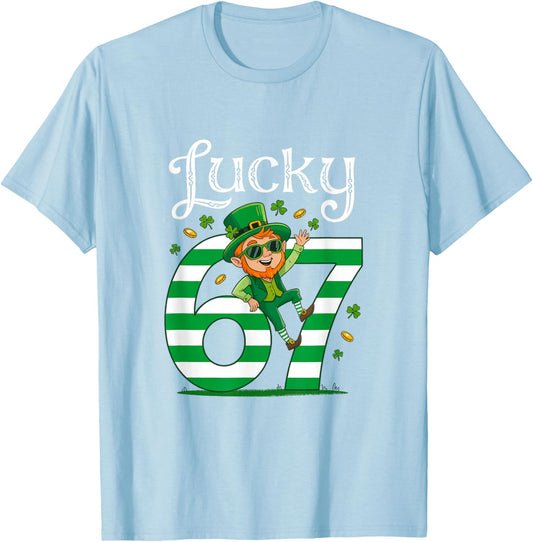 Lucky 67 St Patricks Day Leprechaun 6 7 Saint Patricks Boys T-Shirt - T-Shirt | Light Blue