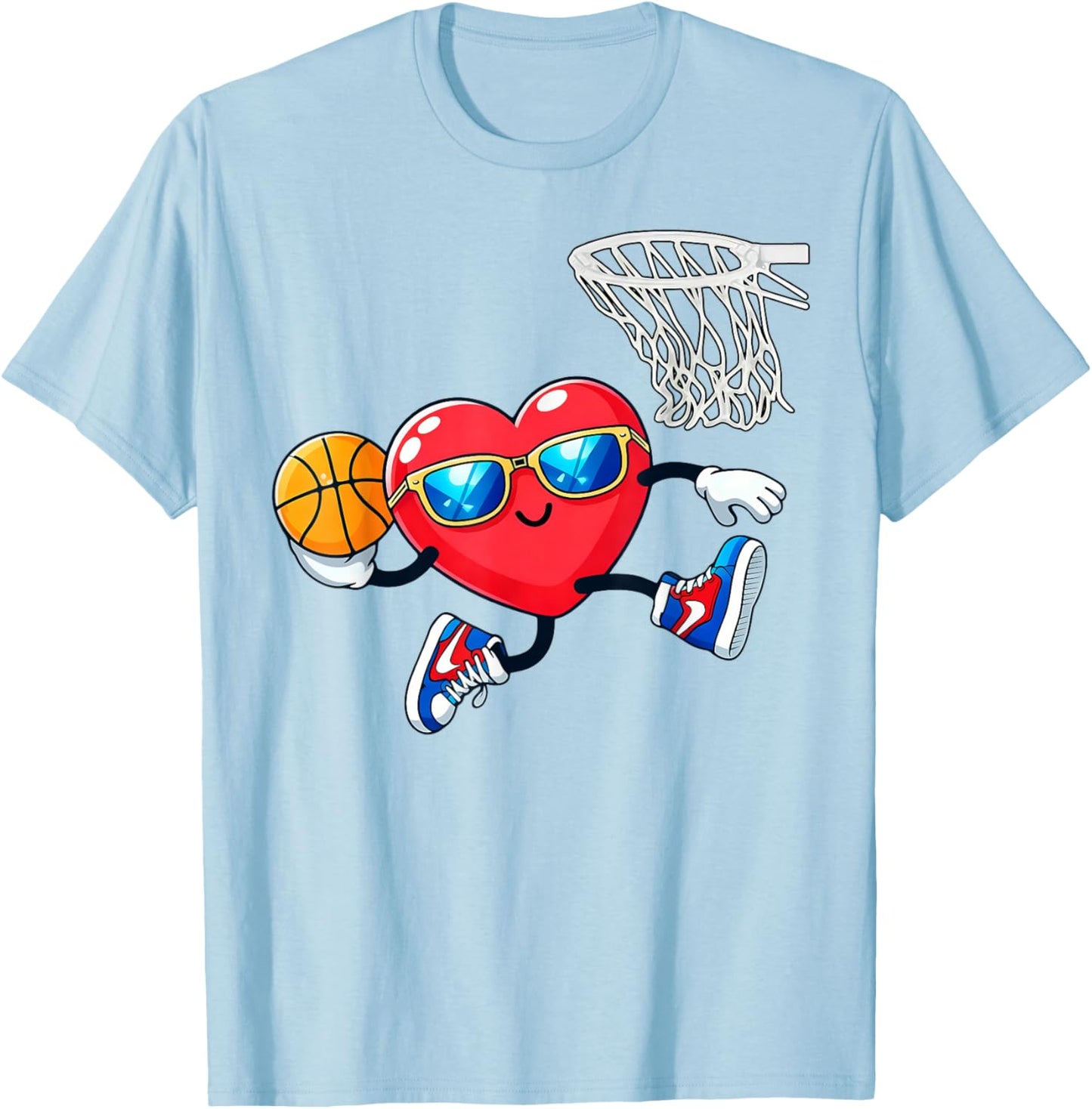 Valentines Day Basketball Dunking Sports Men Boys Kids Youth T-Shirt - T-Shirt | Light Blue