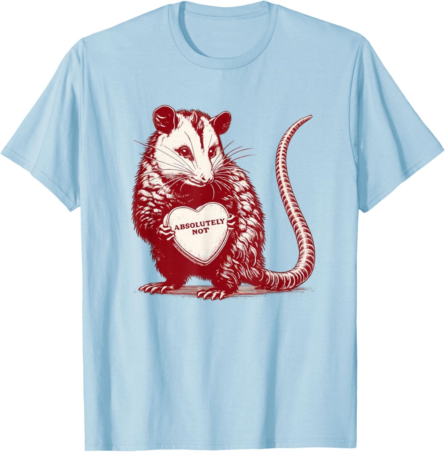 Absolutely Not Opossum Funny Valentine Animal Heart T-Shirt - T-Shirt | Light Blue