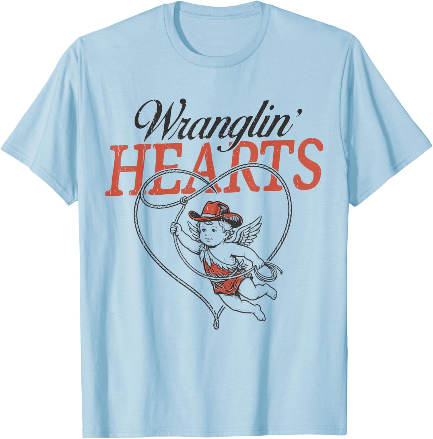 Wranglin' Hearts Cowboy Cupid Valentines T-Shirt - T-Shirt | Light Blue