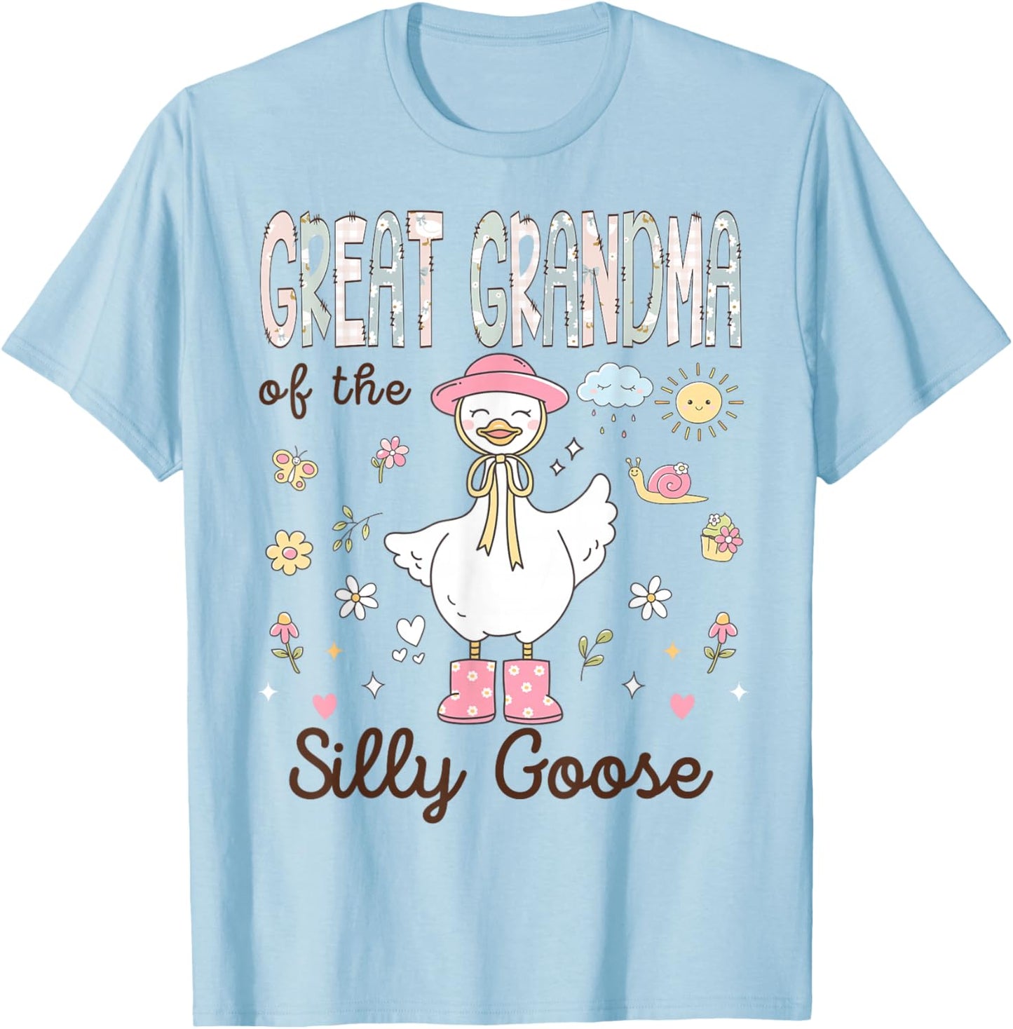 Great Grandma of The Silly Goose First Birthday Girl Family T-Shirt - T-Shirt | Light Blue