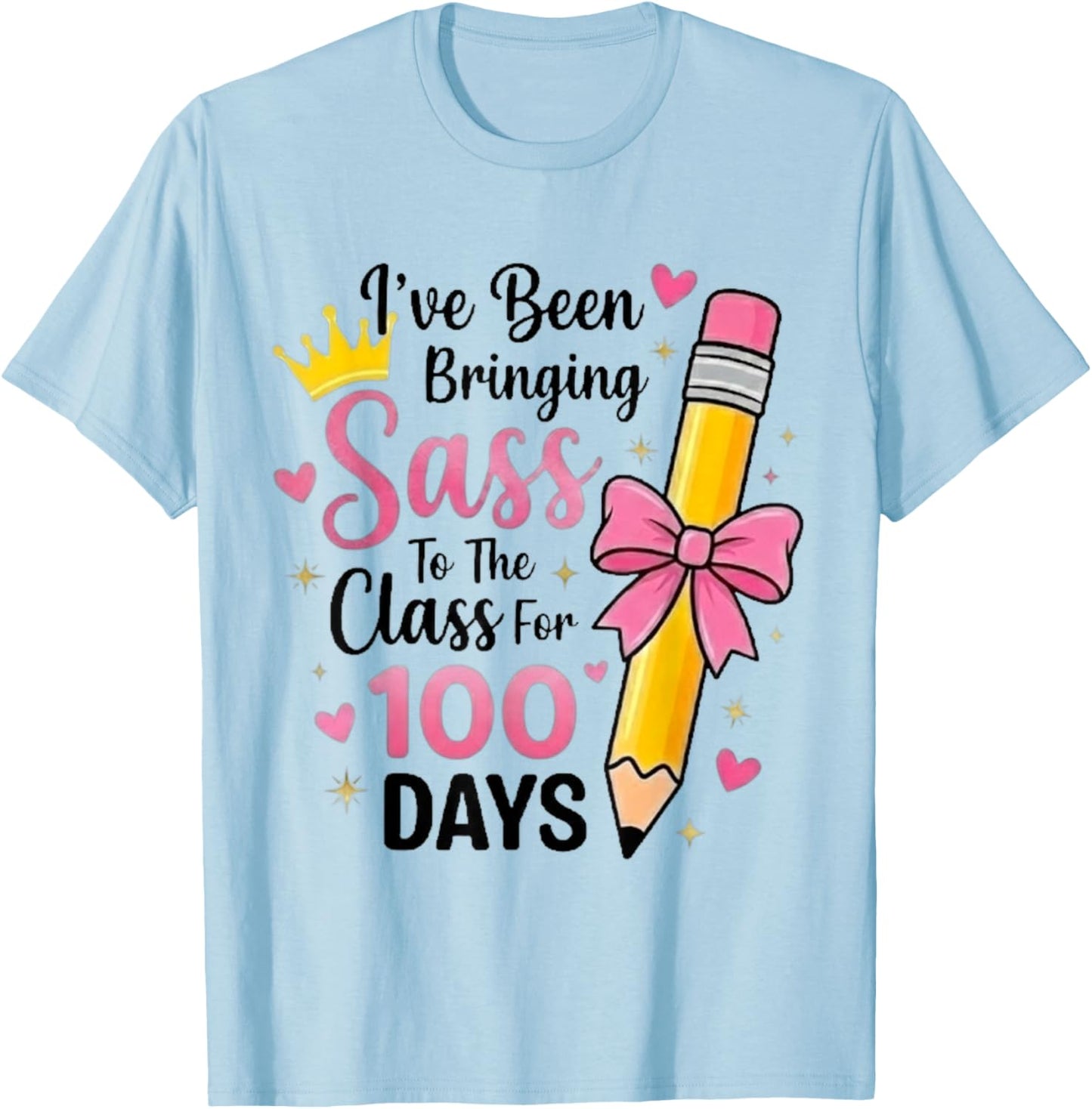 Bringing Sass to The Class for 100 Days of School Bow Girls T-Shirt - T-Shirt | Light Blue