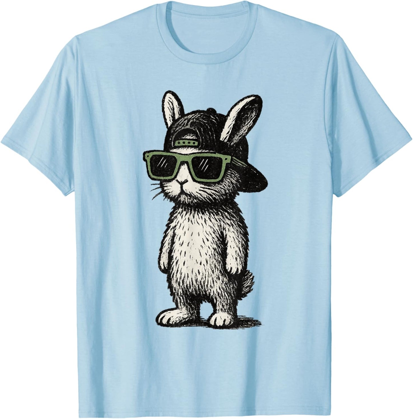 Bunny Face with Sunglasses Cap Easter Day for Boys Men Kids T-Shirt - T-Shirt | Light Blue