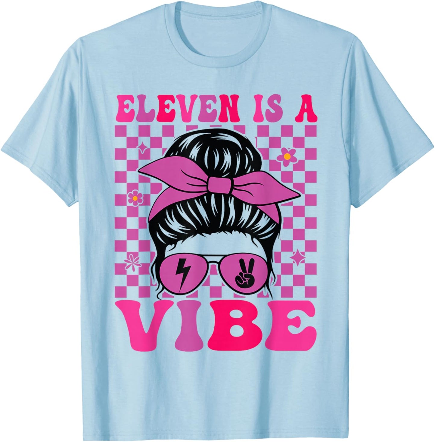 Eleven is a Vibe 11th Birthday Girls Groovy 11 Years Old T-Shirt - T-Shirt | Light Blue